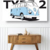 Wooden sideboard table with books and a vase Mod/013 - Volkswagen typ 2 Combi split (de 1963)