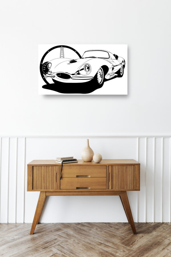 Wooden sideboard table with books and a vase Mod/017 - Jaguar XKSS (de 1957)