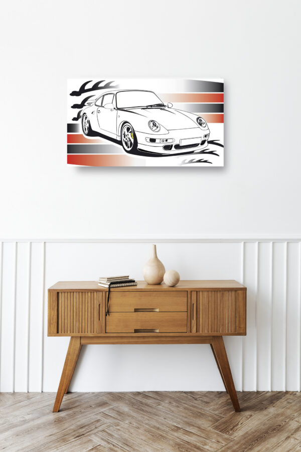 Wooden sideboard table with books and a vase Mod/031 - Porsche 911 typ 993 turbo S